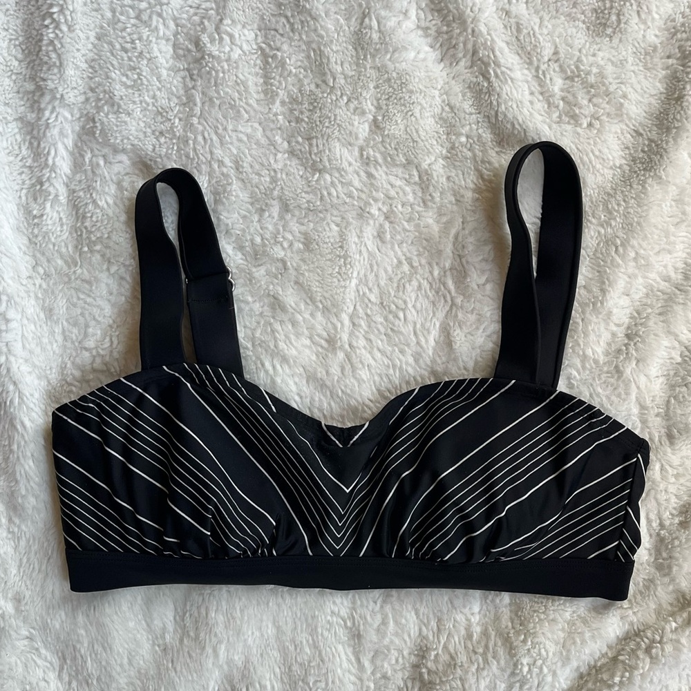 Athleta Black and White Striped Women's Bikini Top